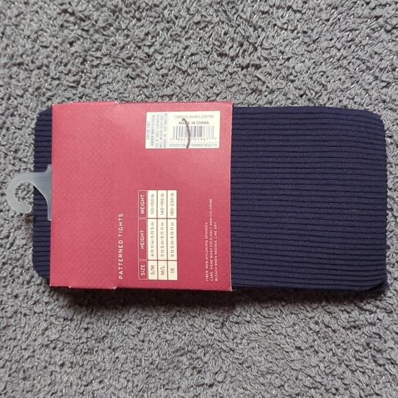 Navy Blue Ribbed Patterned Tights - Picture 4 of 5